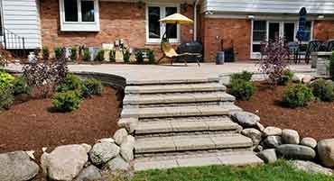 Backyard patio and steps
